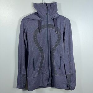 Lululemon Athletica Stride Jacket Womens 6 Purple Herringbone Logo Hoodie Yoga